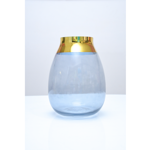 BA Glass Flower Vase Gold Deco 18cm