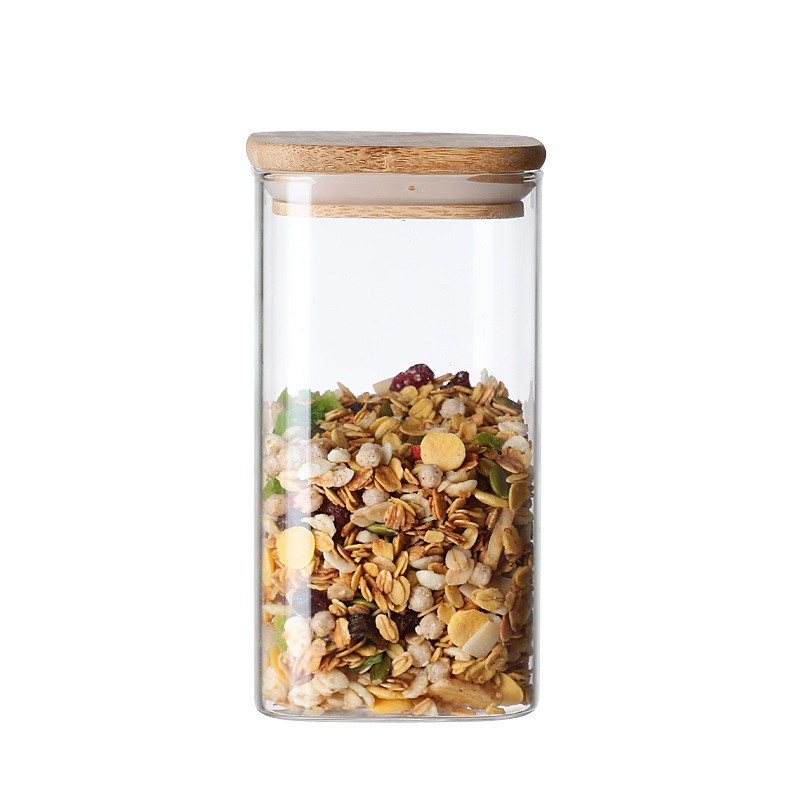 BA Sqr Glass Jar 0L8/10x10cm Cork Lid