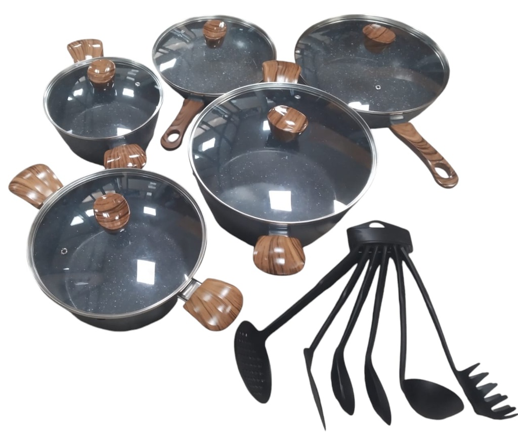 BA 16pc Non Stick Granite Finish Cookware Sets + Spatula & Spoons