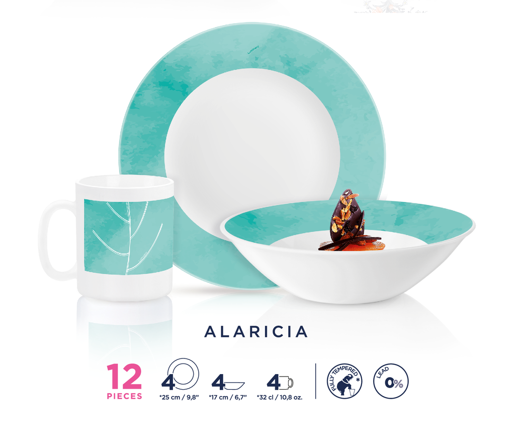 Luminarc Opal Timeless Alaricia 12pc Dinner Set
