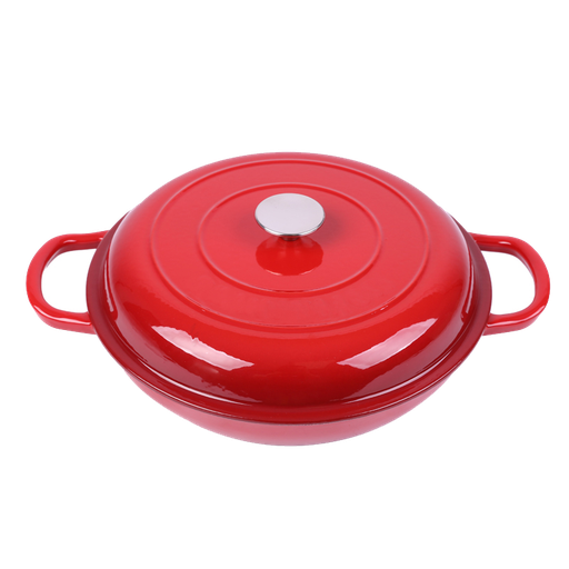 [HM-BA174] BA Cast Iron Shallow Rnd Pot 30cm Red