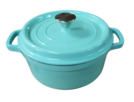 [HM-BA624] BA Cast Iron Enamel Rnd Pot 24cm Aqua Green
