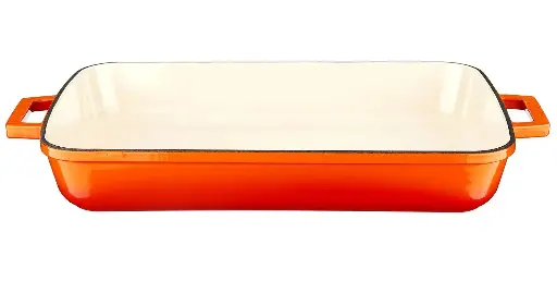 [HM-BA771] BA Cast Iron Enamelled Roaster 33x23x7cm Orange
