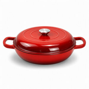 BA Cast Iron Shallow Rnd Pot 30cm Red