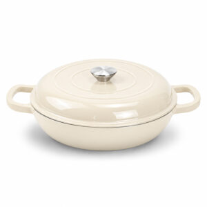 BA Cast Iron Enamel Rnd Shallow Pot 30cm White