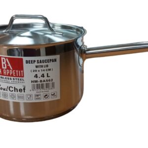 BA SoulChef Deep Saucepan+Lid SS443 20X14Cm/4.4L Handle(One Long+Helper)